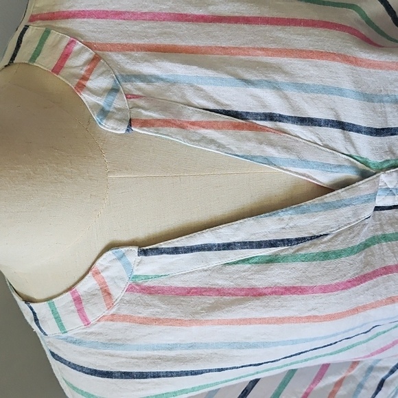 St. John's Bay Multicolored Striped Short Sleeve Shirt - Picture 4 of 10